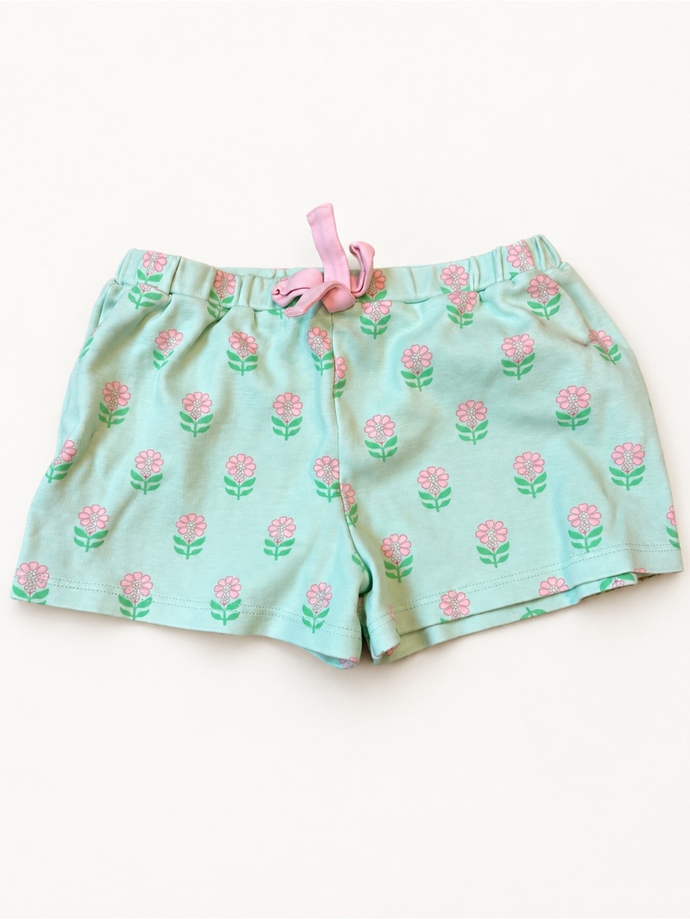 The Beaufort Bonnet Company Girls Mint Pink Floral Pima Cotton Shorts Size 6